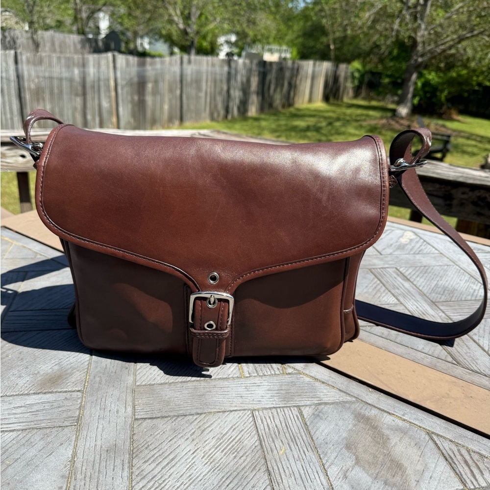 Coach vintage brown leather saddle crossbody messenger business bag #5735 unisex